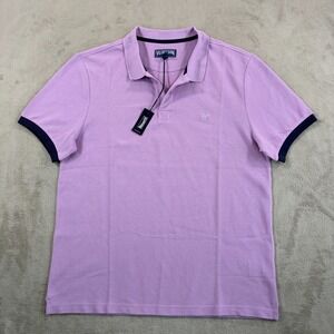 Vilebrequin Cotton Solid Polo Shirt Men Large Purple Embroidered Turtle NWT $198